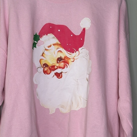 Vintage Santa Crewneck Pullover Sweatshirt in Pink Size XL - Picture 3 of 9